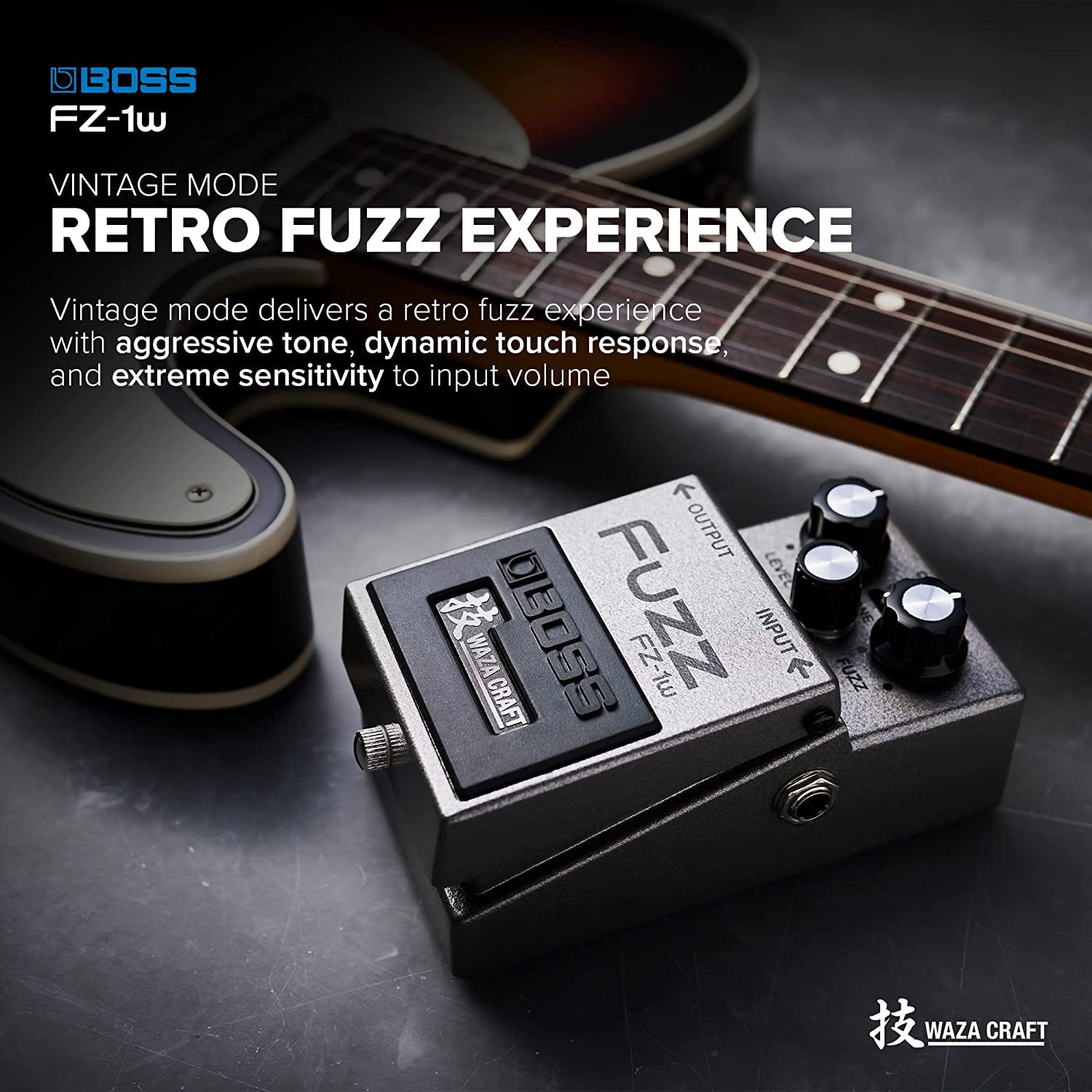 Boss Fz 1W Waza Craft Fuzz Bundle With Instrument Cable, Patch Cable, Picks, And Austin Bazaar Polishing Cloth